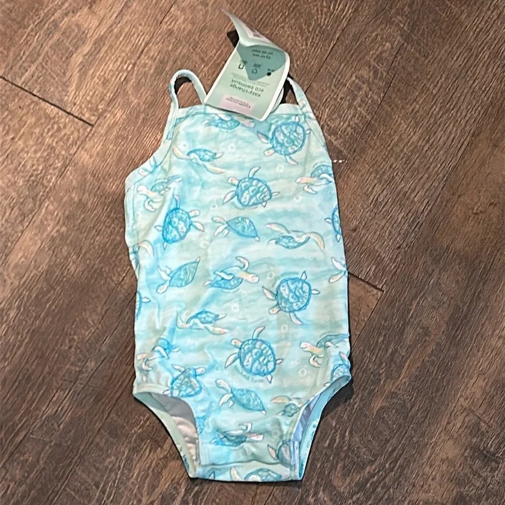NWT Green Sprouts Baby Girls Lightweight Easy Change Swimsuit 6 mths‎ Turtle